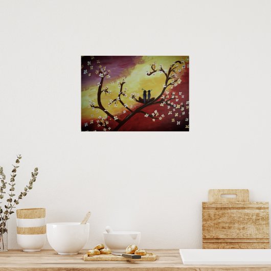 Tortelduifjes Lente Poster (Keuken)