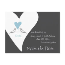 Tortelduifjes lichte blauwe hartbruiloft sparen de