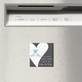 Tortelduifjes lichte blauwe hartbruiloft sparen de magneet (Insitu (Vaatwasser))