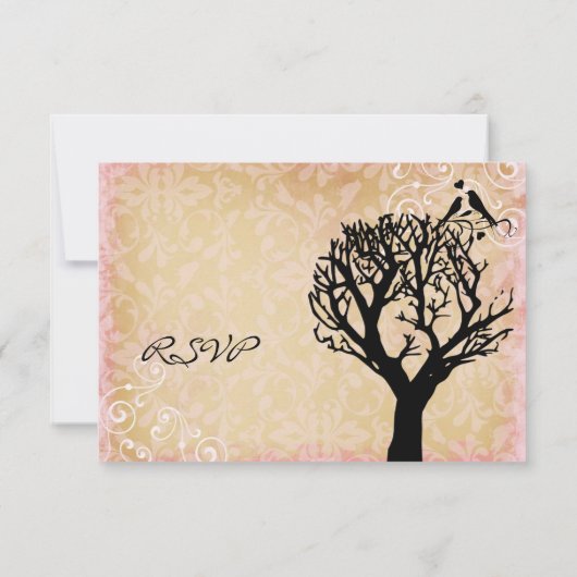 Tortelduifjes Lijst Bindende RSVP-kaarten schuive RSVP Kaartje (Achterkant)