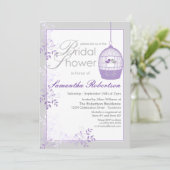 Tortelduifjes Lila Bridal Shower-uitnodigingen Kaart (Staand voorkant)