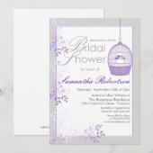 Tortelduifjes Lila Bridal Shower-uitnodigingen Kaart (Voorkant / Achterkant)