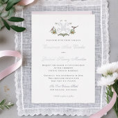 Tortelduifjes "M" Monogram Folie Huwelijksuitnodig Folie Uitnodiging