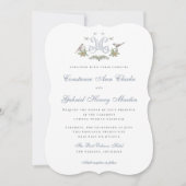 Tortelduifjes "M" Monogram Huwelijksuitnodiging Kaart (Voorkant)