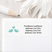 Tortelduifjes met aangepaste tekst voor hart etiket (Insitu)