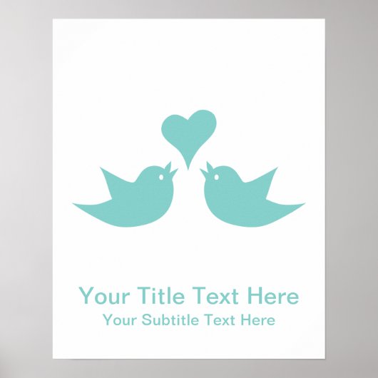 Tortelduifjes met aangepaste tekst voor hart poster (Voorkant)