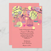 Tortelduifjes met een roze vogelkooi kaart (Voorkant / Achterkant)