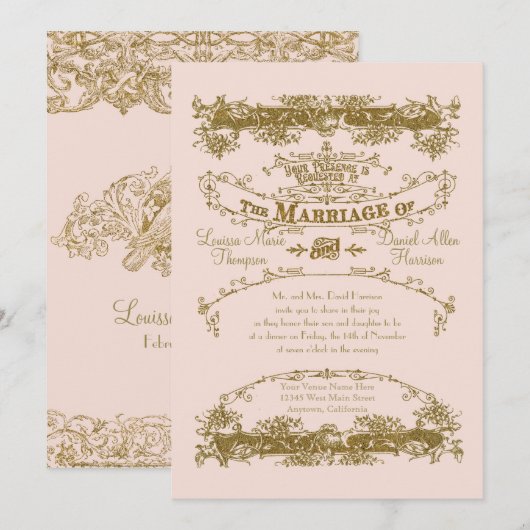 Tortelduifjes met glamoureus tintage Weduwis Kaart (Voorkant / Achterkant)