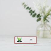 Tortelduifjes met groene harten mini visitekaartje (Staand voorkant)