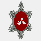 Tortelduifjes met Heart Weddenschap Tin Sneeuwvlok Ornament (Links)
