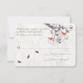 Tortelduifjes met Paarse en koraalbomen RSVP (Voorkant)