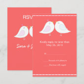 Tortelduifjes met rode achtergrond RSVP-kaart RSVP Kaartje (Voorkant / Achterkant)