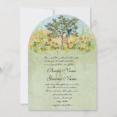 Tortelduifjes met rondzwevende bloem - uitnodiging (Voorkant)