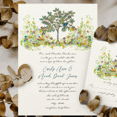 Tortelduifjes met rondzwevende bloem - uitnodiging