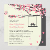 Tortelduifjes met roze grijze eik kaart (Voorkant / Achterkant)