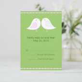 Tortelduifjes met RSVP-kaart met groene achtergron RSVP Kaartje (Staand voorkant)