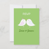 Tortelduifjes met RSVP-kaart met groene achtergron RSVP Kaartje (Achterkant)