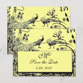 Tortelduifjes MONOGRAM zwart-wit geel Briefkaart (Voorkant / Achterkant)