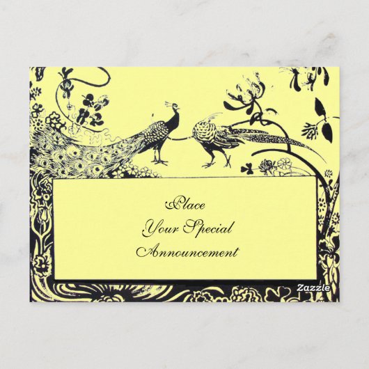 Tortelduifjes MONOGRAM zwart-wit geel Briefkaart (Achterkant)