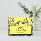 Tortelduifjes MONOGRAM zwart-wit geel Briefkaart (Staand voorkant)