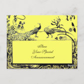 Tortelduifjes MONOGRAM zwart-wit geel Briefkaart (Achterkant)