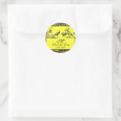 Tortelduifjes MONOGRAM zwart-wit geel Ronde Sticker (Tas)