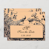 Tortelduifjes MONOGRAM zwart-wit roze Briefkaart (Voorkant / Achterkant)