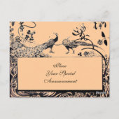 Tortelduifjes MONOGRAM zwart-wit roze Briefkaart (Achterkant)