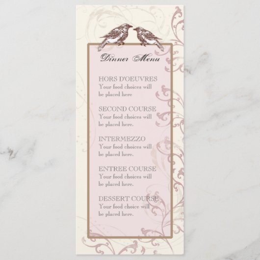 Tortelduifjes 'n kant - Menu of Wedding Invitation (Voorkant)