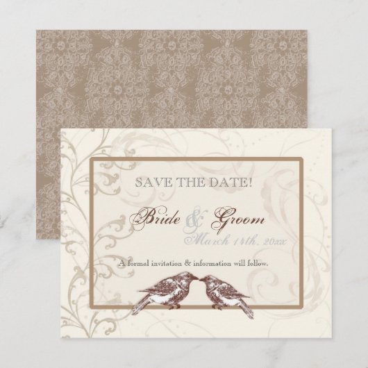 Tortelduifjes 'n kant - sla de Kaart Datum op (Voorkant / Achterkant)