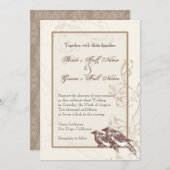 Tortelduifjes 'n Lace - Bruiloft - Trouwuitnodigin Kaart (Voorkant / Achterkant)