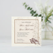 Tortelduifjes 'n Lace - bruiloft uitnodiging (Staand voorkant)