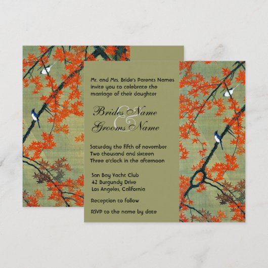  Tortelduifjes najaar uitnodigen huwelijk Kaart (Voorkant / Achterkant)