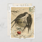 Tortelduifjes Nest Franse Decor Save the Date Aankondigingskaart (Voorkant / Achterkant)