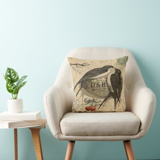 Tortelduifjes Nest French Decor Wedding Date Kussen (Stoel)