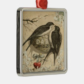  Tortelduifjes Nest French Decor Wedding Date Metalen Ornament (Rechts)