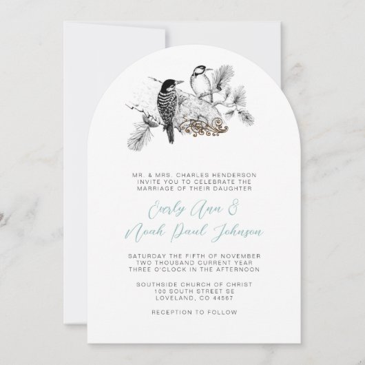 Tortelduifjes om het even welke uitnodiging van h (Voorkant)