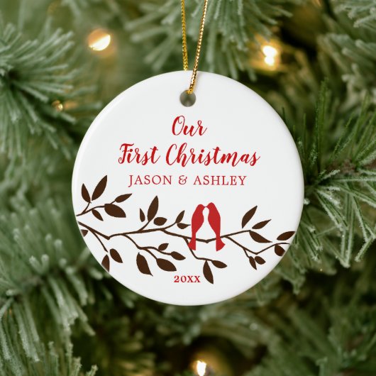 Tortelduifjes Ons eerste kerstOrnament Keramisch Ornament (Boom)