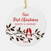 Tortelduifjes Ons eerste kerstOrnament Keramisch Ornament (Voorkant)