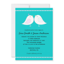Tortelduifjes op Aqua achtergrond bruiloft uitnodi