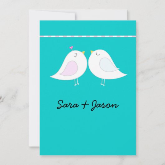 Tortelduifjes op Aqua achtergrond bruiloft uitnodi Kaart (Achterkant)