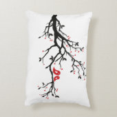 Tortelduifjes op Branch - Romantische Red Heart Tr Accent Kussen (Achterkant (Verticaal))