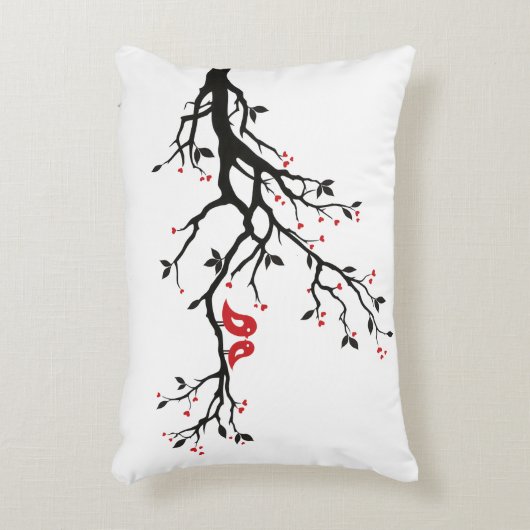 Tortelduifjes op Branch - Romantische Red Heart Tr Accent Kussen (Voorkant(Verticaal))