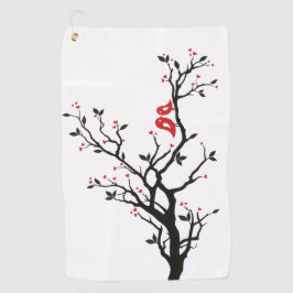 Tortelduifjes op Branch - Romantische Red Heart Tr Golfhanddoek