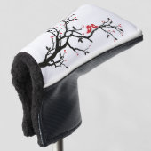 Tortelduifjes op Branch - Romantische Red Heart Tr Golfheadcover (3/4 voorkant)