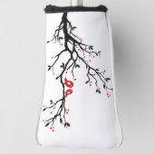 Tortelduifjes op Branch - Romantische Red Heart Tr Golfheadcover (Draai 90)