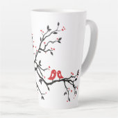 Tortelduifjes op Branch - Romantische Red Heart Tr Latte Mok (Rechterhoek)