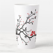 Tortelduifjes op Branch - Romantische Red Heart Tr Latte Mok (Voorkant)