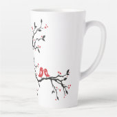 Tortelduifjes op Branch - Romantische Red Heart Tr Latte Mok (Rechts)