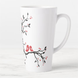 Tortelduifjes op Branch - Romantische Red Heart Tr Latte Mok